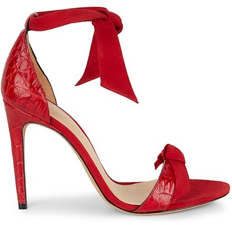 red ankle tie sandals