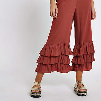 River Island Womens Rust tiered frill culottes
