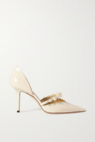 Thumbnail for your product : Jimmy Choo Aurelie 85 Faux Pearl-embellished Patent-leather Pumps - White