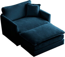 Latitude Run Modern Accent Chair With Ottoman Living Room Club Chair Chenille Upholstered Armchair Reading Chair