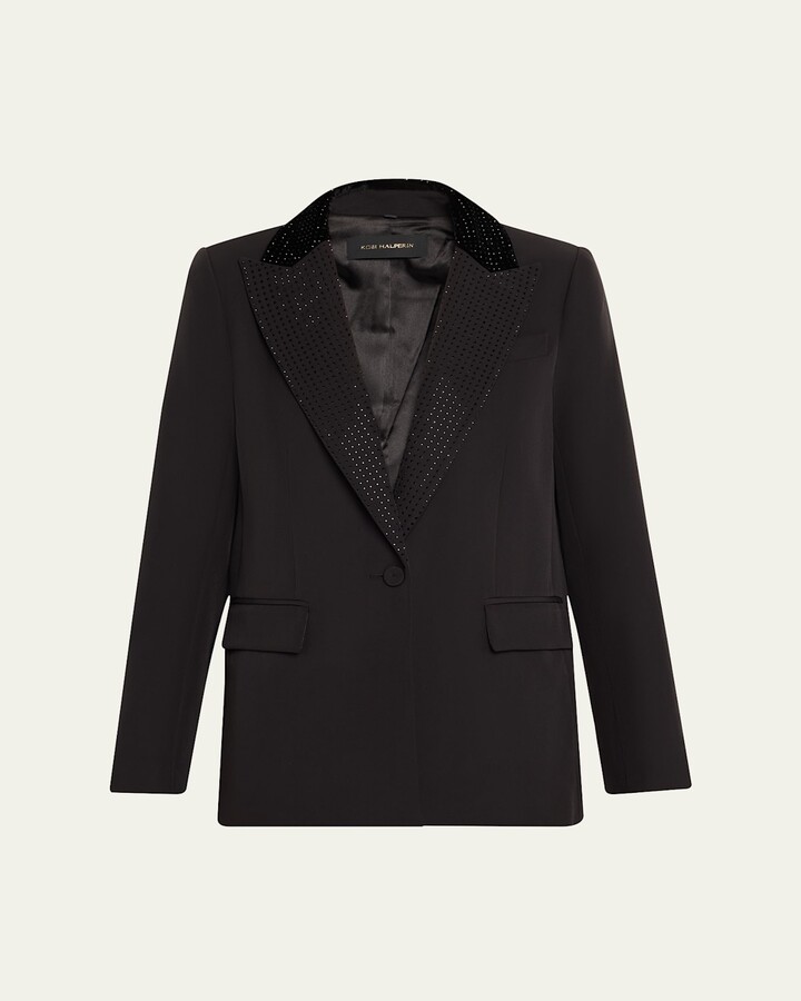 Kobi Halperin Kenny Single-Button Rhinestone Twill Jacket