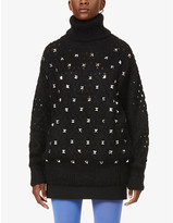 Thumbnail for your product : Junya Watanabe Stud-embellished turtleneck wool-, mohair- and alpaca-blend jumper