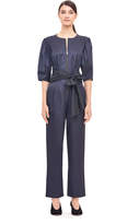 Thumbnail for your product : Rebecca Taylor Broken Sateen Jumpsuit With Taffeta Bow