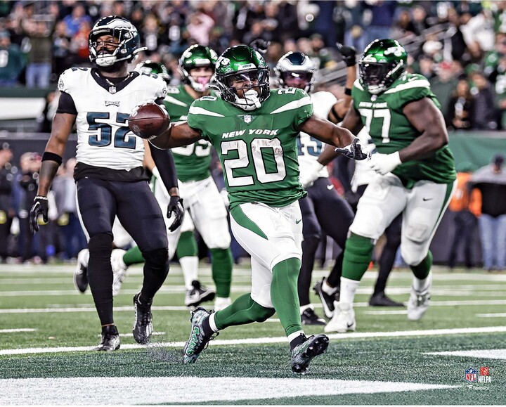 Fanatics Authentic Breece Hall New York Jets Unsigned Game Winning TD vs. Eagles Photograph