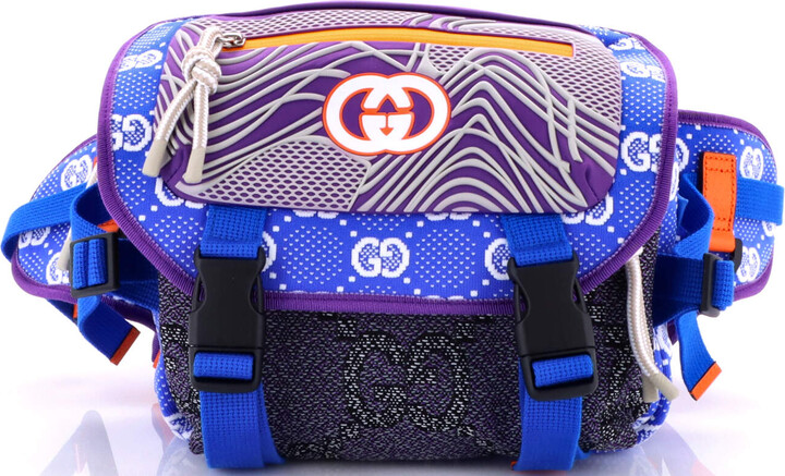 GUCCI Buckle Flap Chest Strap Backpack GG Fabric with Rubber