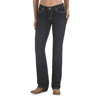Wrangler Women's Q- Dark Wash Ultimate Riding With Booty Up Technology Jeans Denim 7W x 36L