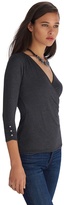 Thumbnail for your product : White House Black Market 3/4 Sleeve Surplice Ruched Gray Top