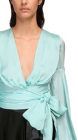 Thumbnail for your product : Alexandre Vauthier Wrapped Chiffon Satin Crop Blouse