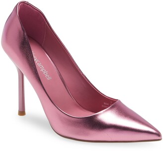 metallic pink pumps