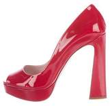Thumbnail for your product : Miu Miu Patent Leather Peep-Toe Pumps
