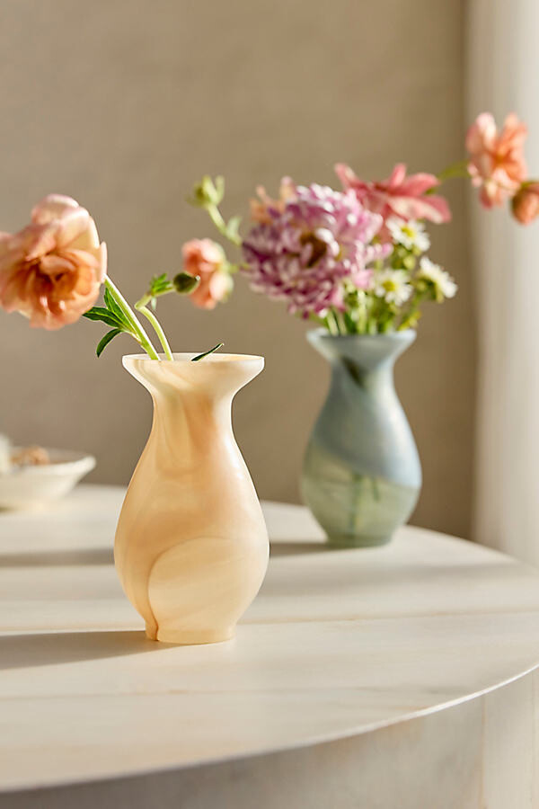 Milky Swirl Glass Bud Vase