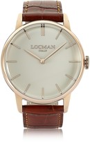 Thumbnail for your product : Locman 1960 Rose Gold PVD Stainlees Steel Men's Watch w/Brown Croco Leather Strap