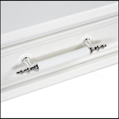 Retro Makeup Desk With Large Mirror, 3-Drawer Dressing Table For Jewelry Storage, Elegant Console Table For Bedroom, Living Room, Hallway & Foyer,Whit