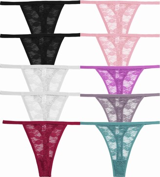 FINETOO Pack of 10 Lace Thongs - ShopStyle