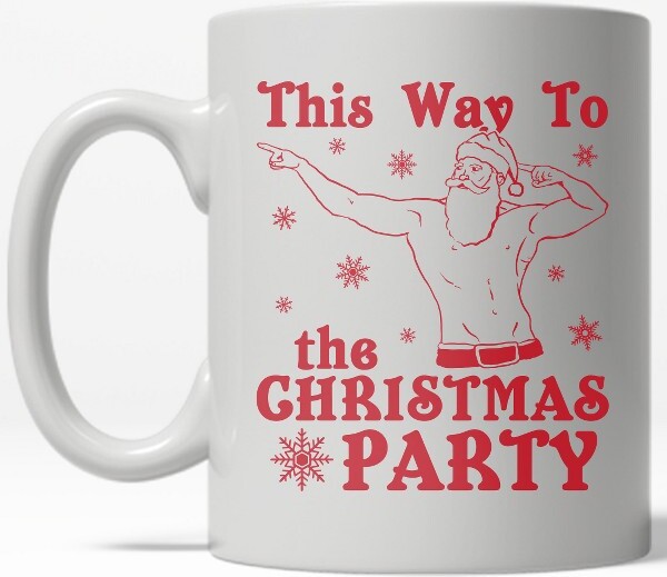 Crazy Dog T-Shirts, Inc. CrazyDogThisWaytoTheChristmasPartyMugFunnySantaClausCoffeeCup-11oz