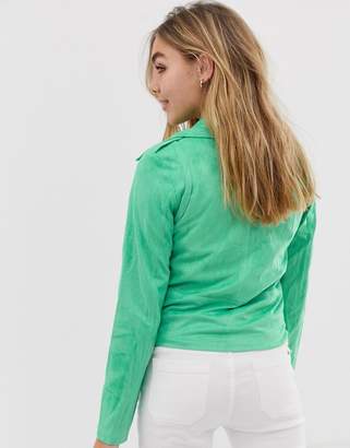 Glamorous faux suede biker jacket-Green