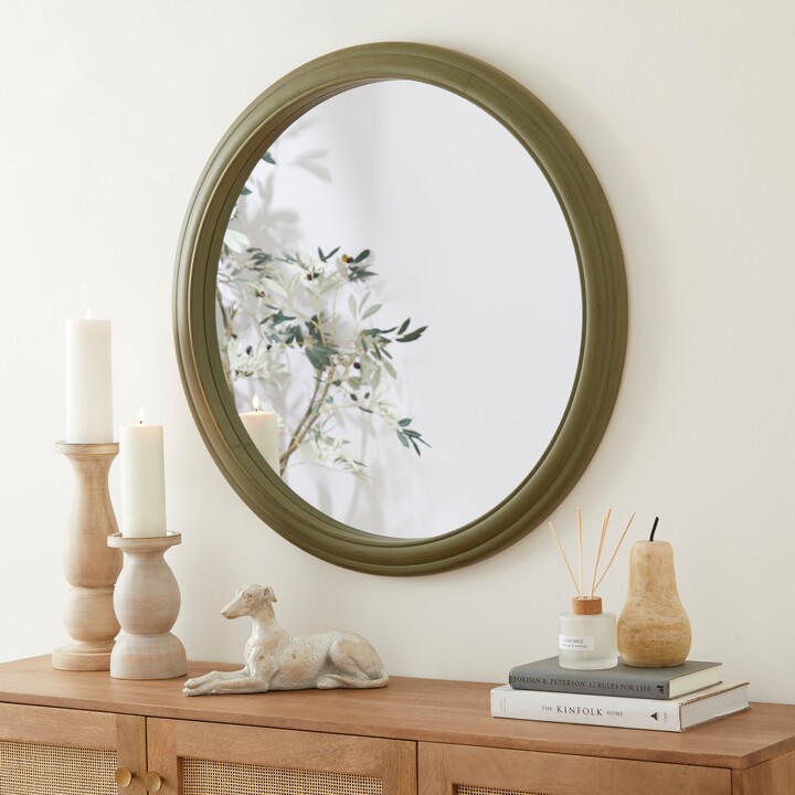 Churchgate Round Painted Oak Mirror, 80cm Green ShopStyle