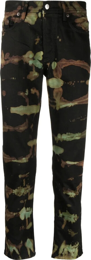 Stain Shade Abstract-Print Straight-Leg Jeans