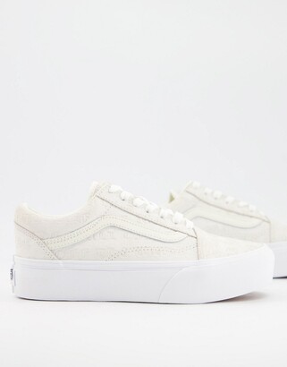 Vans Old Skool Deboss OTW Platform sneakers in white/beige - ShopStyle