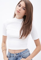 Thumbnail for your product : Forever 21 Textured Polka Dot Crop Top
