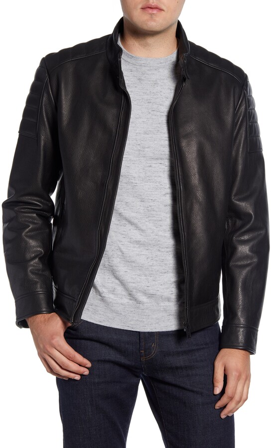 cole haan leather bomber jacket