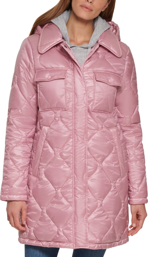 Calvin Klein Petite Hooded Quilted Zip-Front Coat - ShopStyle