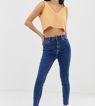 Bershka super high waist jean in blue - ShopStyle