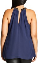 Thumbnail for your product : City Chic Embellished Neck Keyhole Top