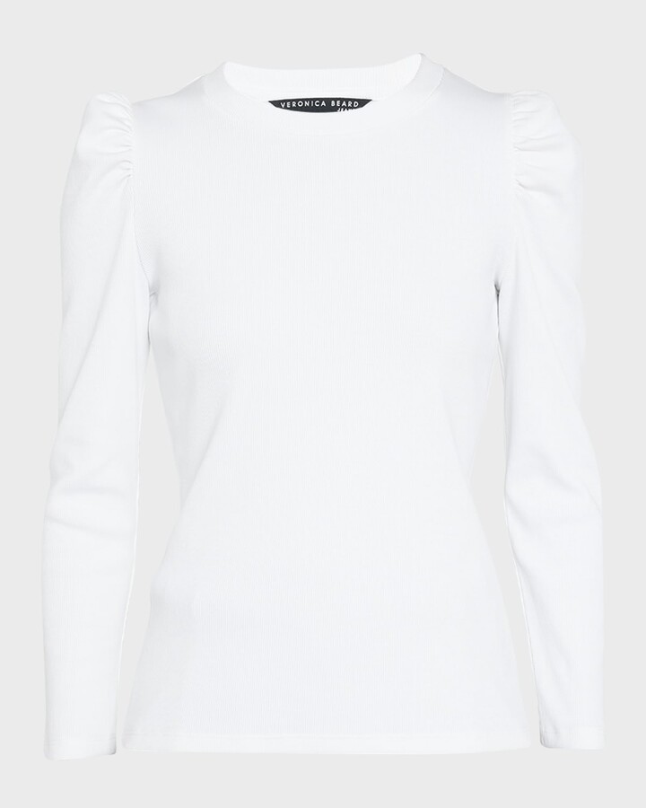 Veronica Beard Britney Puff-Sleeve Cotton Top