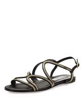Thumbnail for your product : Jimmy Choo Nickel Chain Strappy Flat Sandal, Black