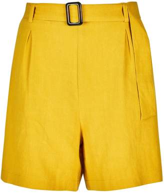 Dorothy Perkins Womens Yellow Linen Look Buckle Shorts, Yellow