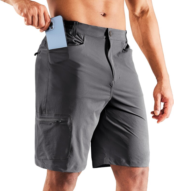 MIER Men's Stretch Outdoor Hiking Shorts Quick Dry Nylon Short with 5