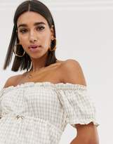 Thumbnail for your product : Fashion Union bardot mini dress in gingham