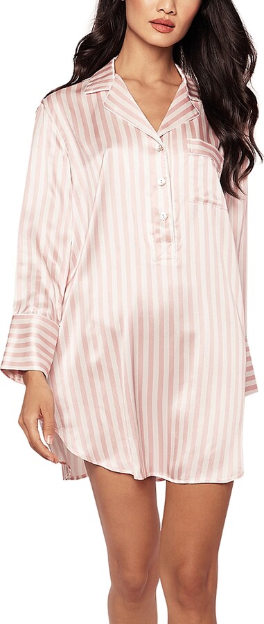 Petite Plume Mulberry Silk Pink Stripe Nightshirt