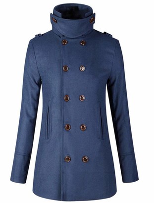 Men's Wool Navy Pea Coat | Shop the world's largest collection of fashion |  ShopStyle UK