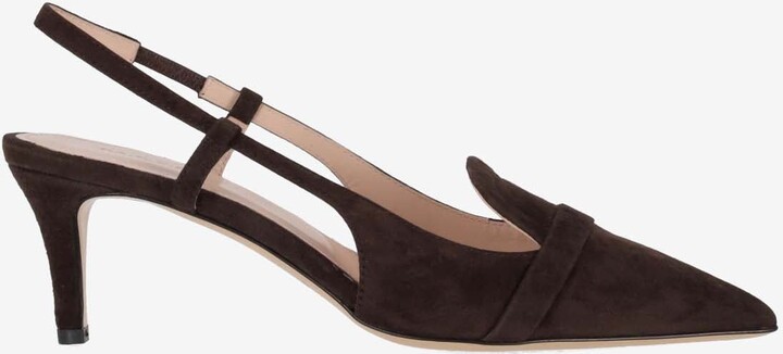 P.A.R.O.S.H. 70 Suede Leather Slingback Pumps