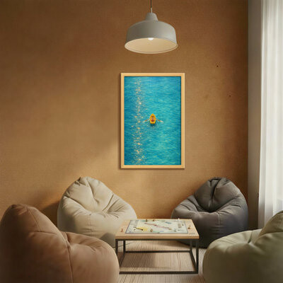 Winston Porter Abstract Yellow Boat On Turquoise Water Surface