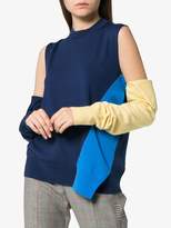 Thumbnail for your product : Calvin Klein Blue wool cold shoulder jumper