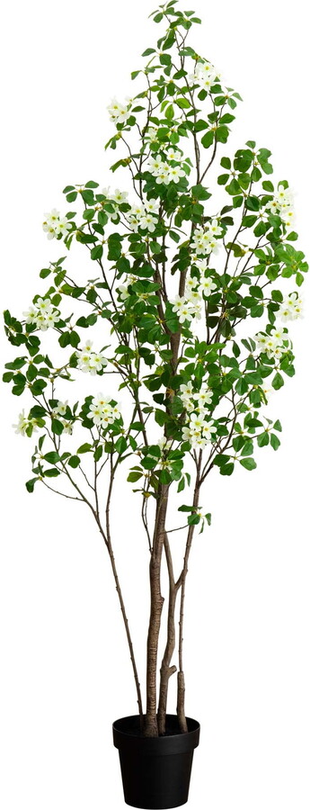 Nearly Natural 6ft. Artificial Dogwood Tree with Real Touch Leaves
