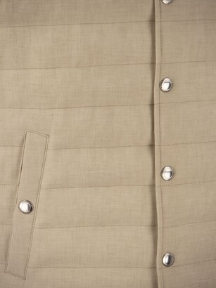 Brunello Cucinelli Lightweight Sleeveless Down Jacket In Linen And Wool Canvas
