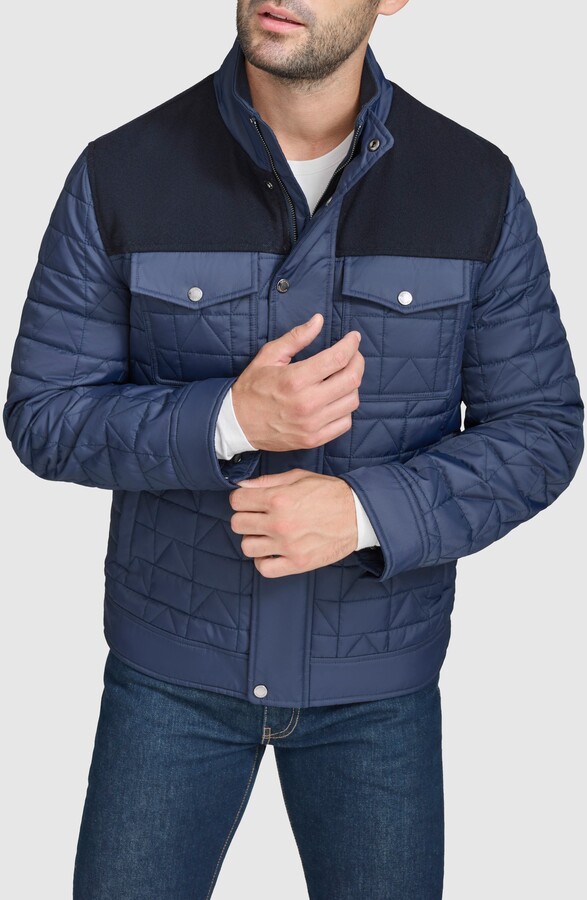 Cole Haan Mixed Media Quilted Jacket