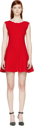 Giambattista Valli Red Knit Embroidered Lip Dress