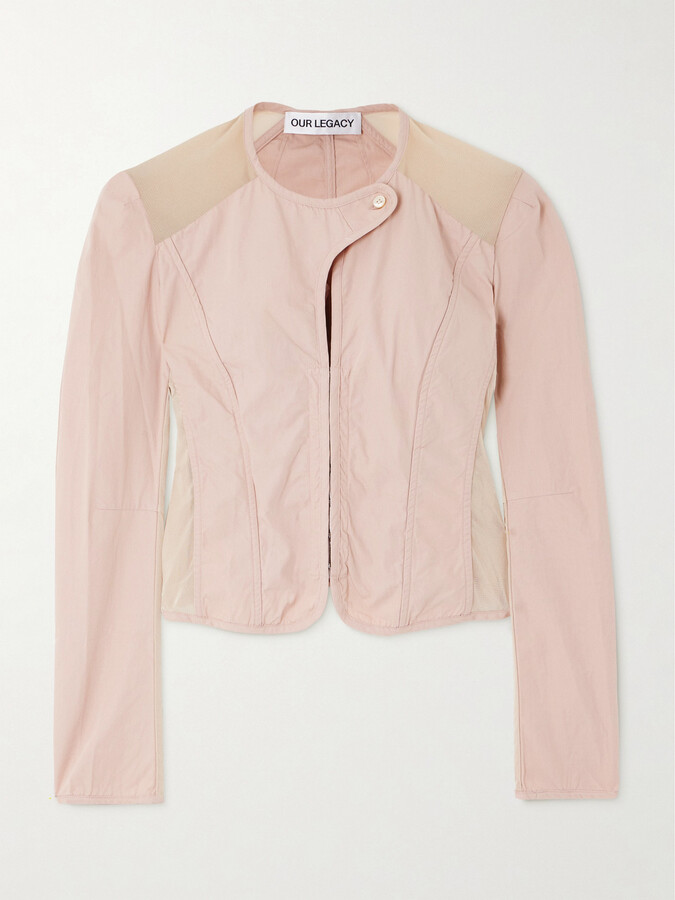 Our Legacy Cropped Mesh-trimmed Cotton-canvas Jacket - Pink
