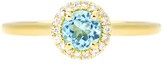 Thumbnail for your product : Love Gem 9Ct Yellow Gold 5Mm Round Swiss Blue Topaz And 0.08Ct Diamond Birthstone Halo Ring