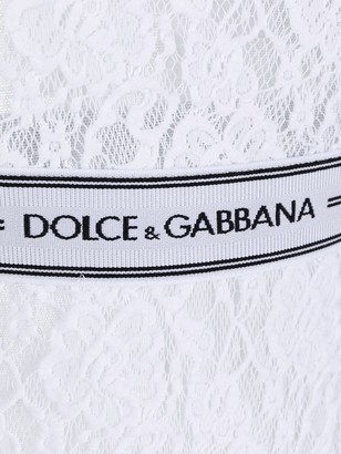 Dolce & Gabbana Logo-Waist Lace Bodysuit