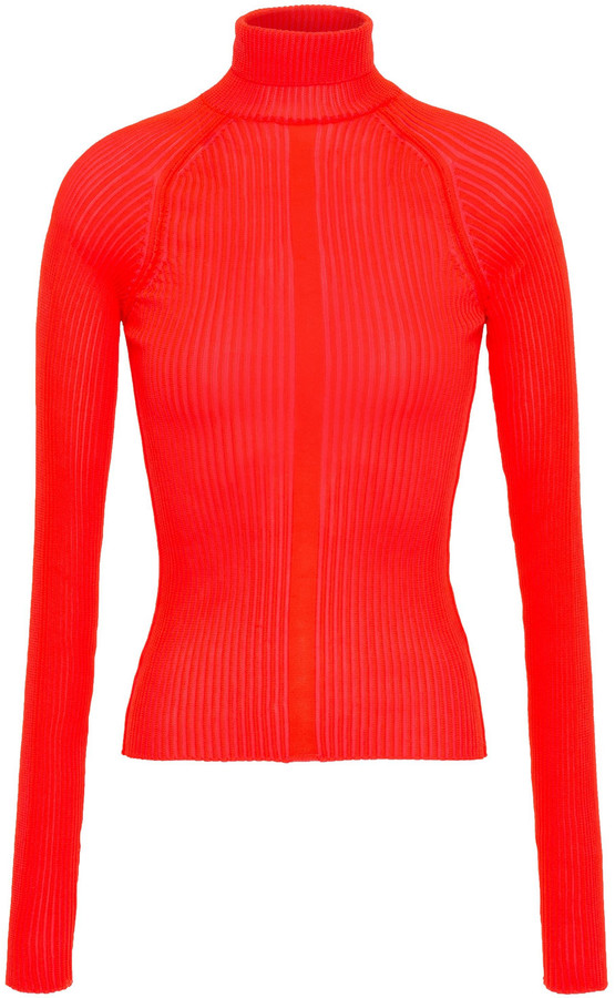 Acne Studios Neon Ribbed-knit Turtleneck Top - ShopStyle