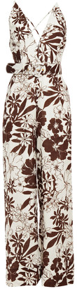 Nicholas Carla Belted Floral-print Linen Jumpsuit