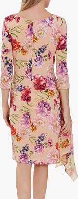 Gina Bacconi Ayna Floral Print Midi Dress, Blush Rose/Green