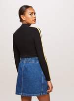 Thumbnail for your product : Miss Selfridge Black Side Stripe Zip Rib Knitted Top