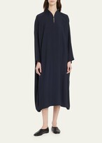 Thumbnail for your product : eskandar Pleated Shoulder Swing Dress With Chinese Collar